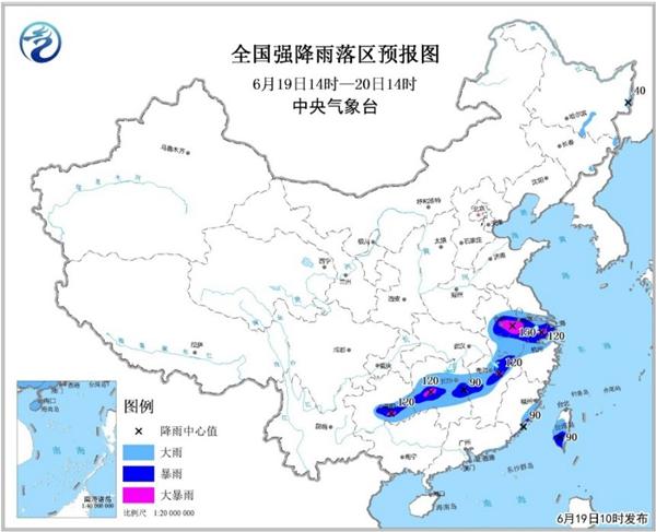 暴雨黃色預警:安徽江蘇江西湖南貴州5省局地有大暴雨